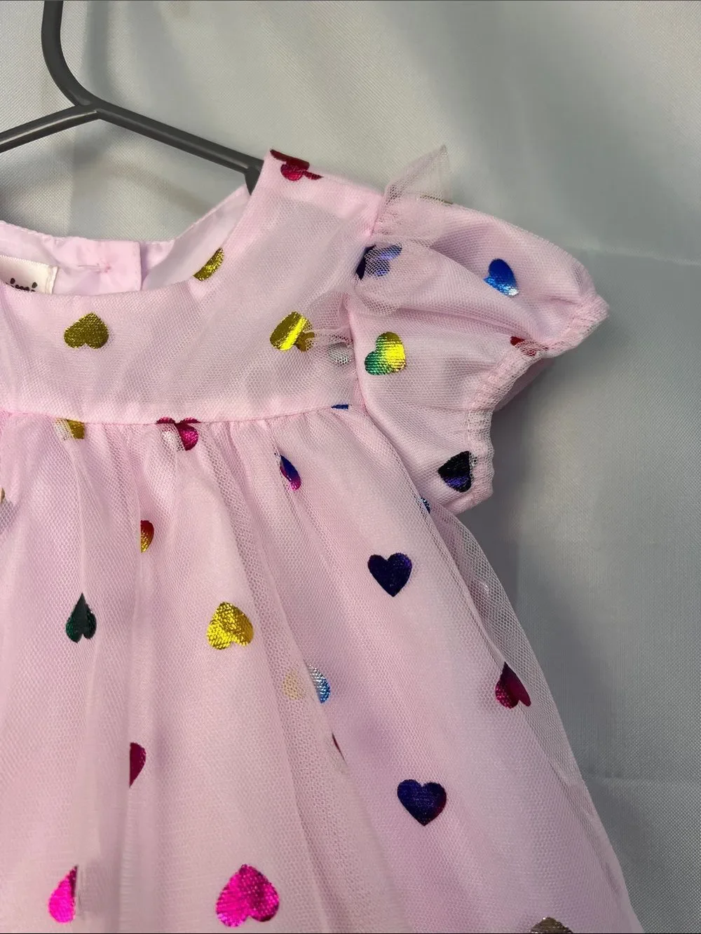 Mia & Mimi pink Tulle party dress with heart accents size 12 months like new!